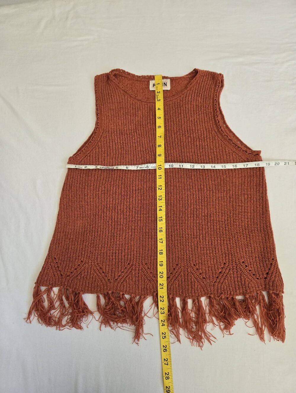 Anthropologie Pepin Rust Fringe Knit Tank - Picture 9 of 9